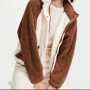 NWT REVOLVE × Plush Apparel Tan and Brown Teddy Bear Jacket with Removable Hood